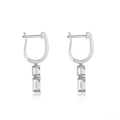 The Emerald Cut Linear Drop Earrings - SparkLab Gems
