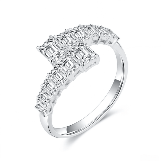 The Emerald Cut Spiral Ring - SparkLab Gems