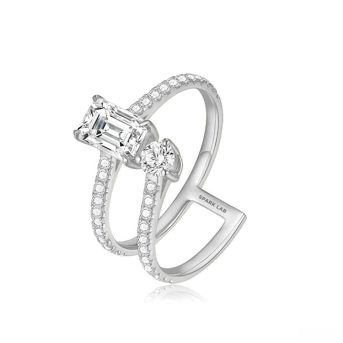The Emerald Cut Twist Ring - SparkLab Gems