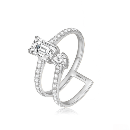 The Emerald Cut Twist Ring - SparkLab Gems