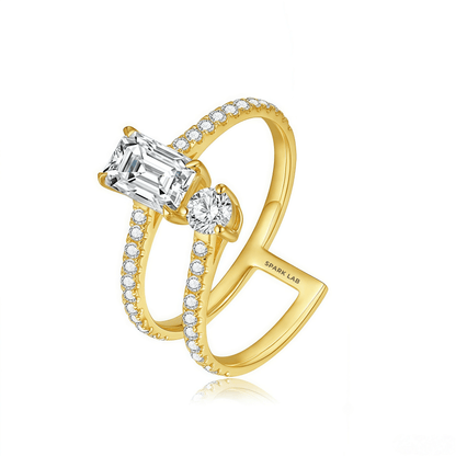 The Emerald Cut Twist Ring - SparkLab Gems