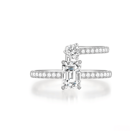 The Emerald Cut Twist Ring - SparkLab Gems