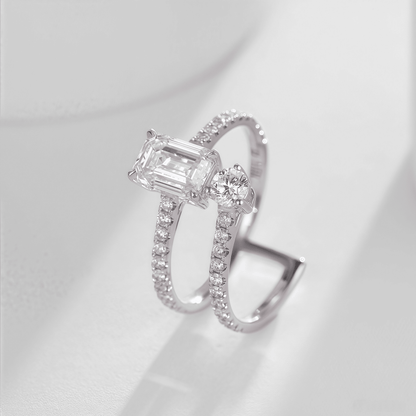 The Emerald Cut Twist Ring - SparkLab Gems