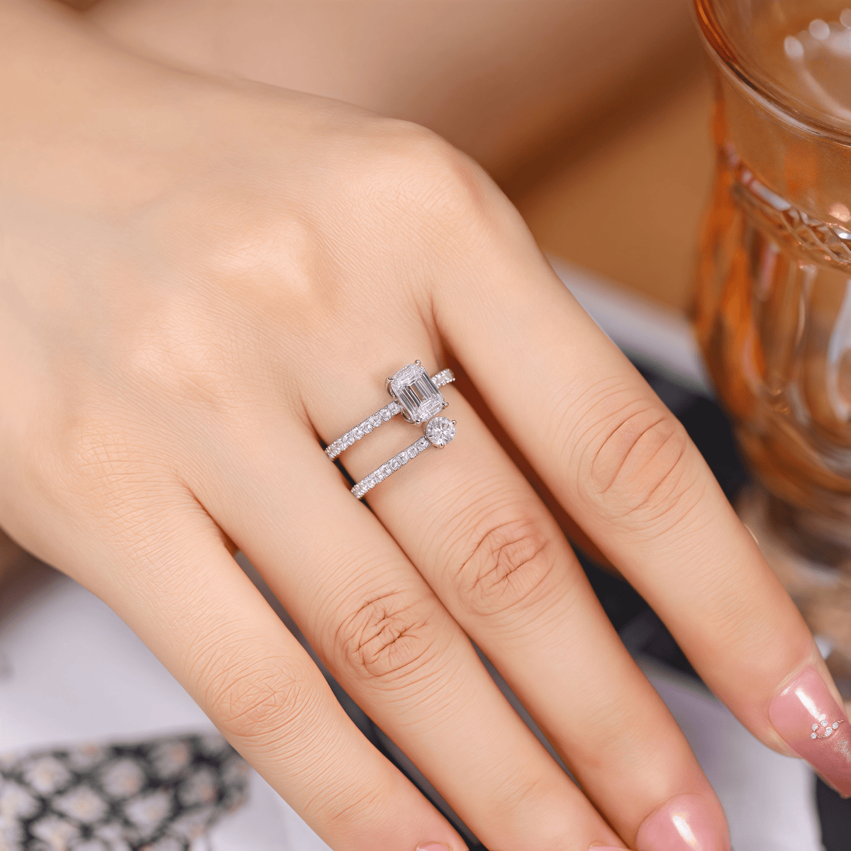 The Emerald Cut Twist Ring - SparkLab Gems