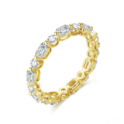 The Emerald & Round Alternating Ring - SparkLab Gems