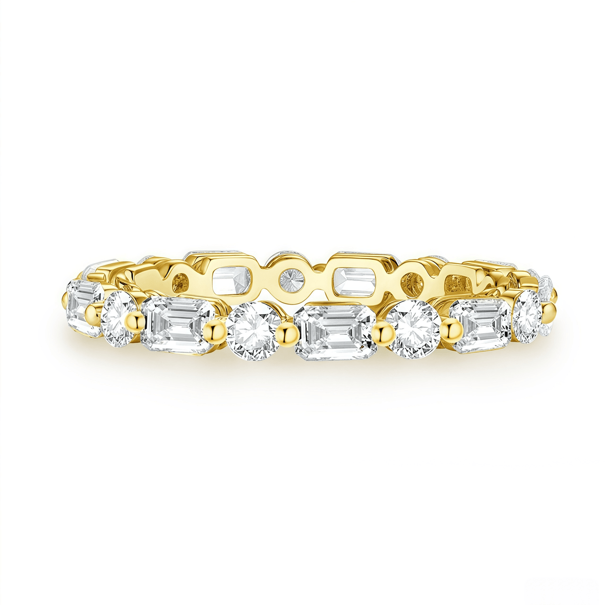 The Emerald & Round Alternating Ring - SparkLab Gems