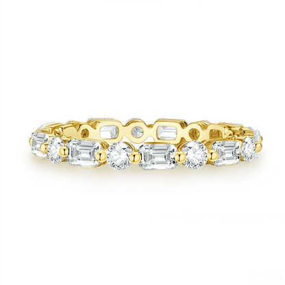 The Emerald & Round Alternating Ring - SparkLab Gems