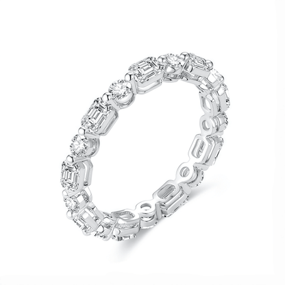 The Emerald & Round Alternating Ring - SparkLab Gems