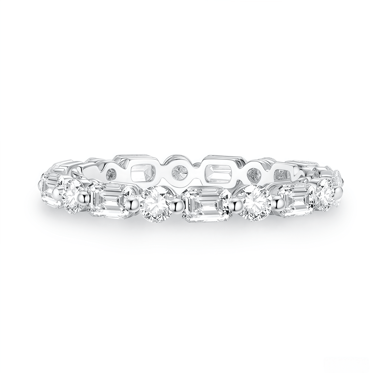 The Emerald & Round Alternating Ring - SparkLab Gems