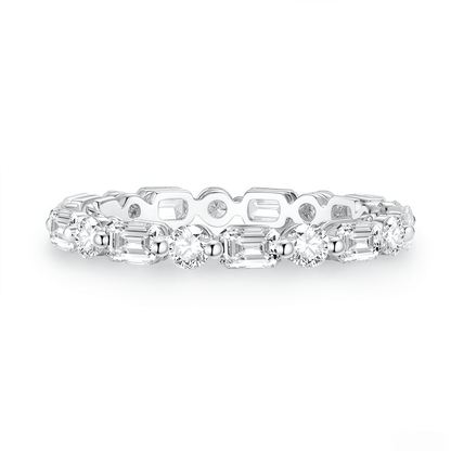 The Emerald & Round Alternating Ring - SparkLab Gems