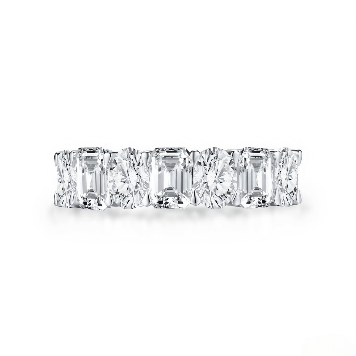 The Harmony - Oval and Emerald Cut Mixed Eternity Band - SparkLab Gems