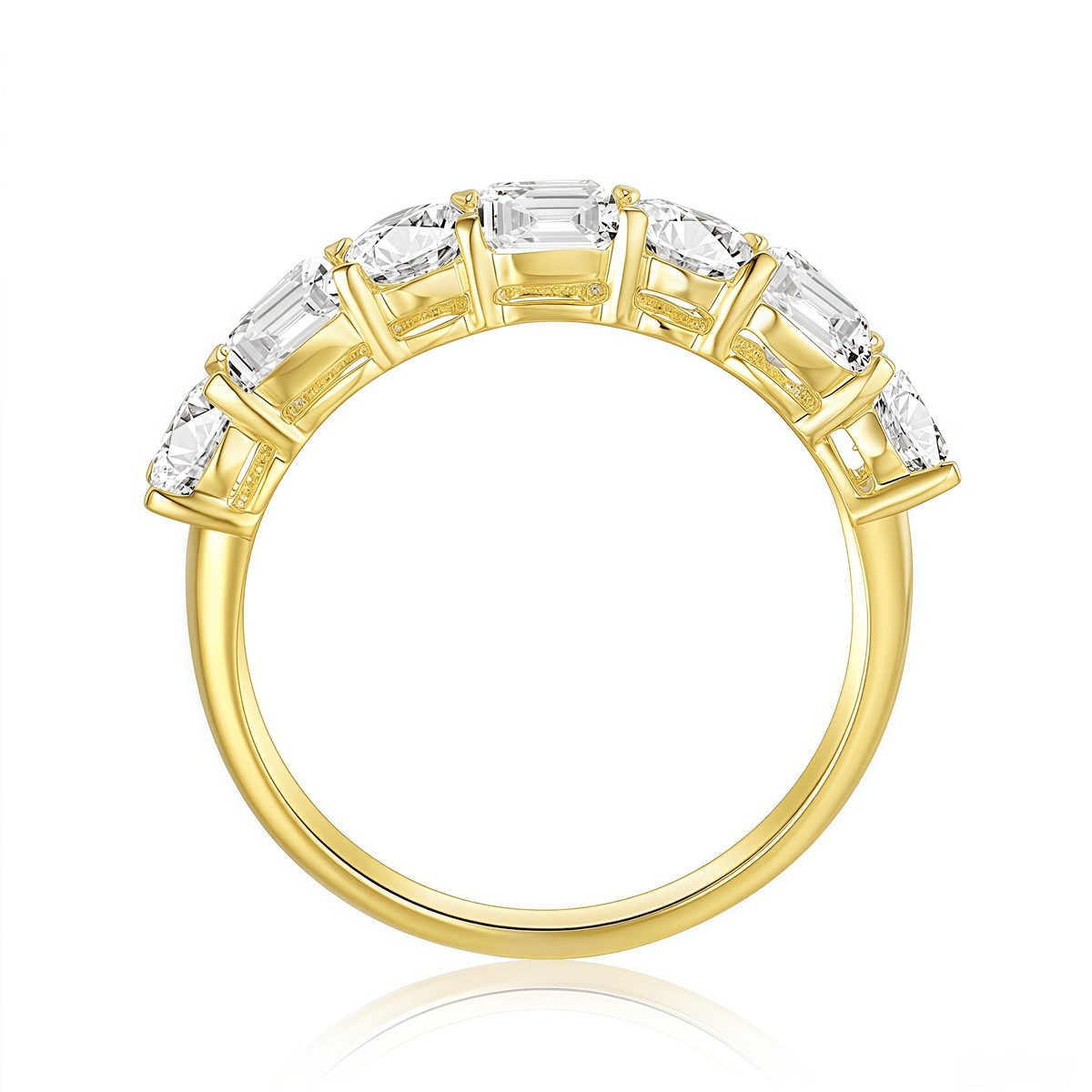 The Harmony - Oval and Emerald Cut Mixed Eternity Band - SparkLab Gems