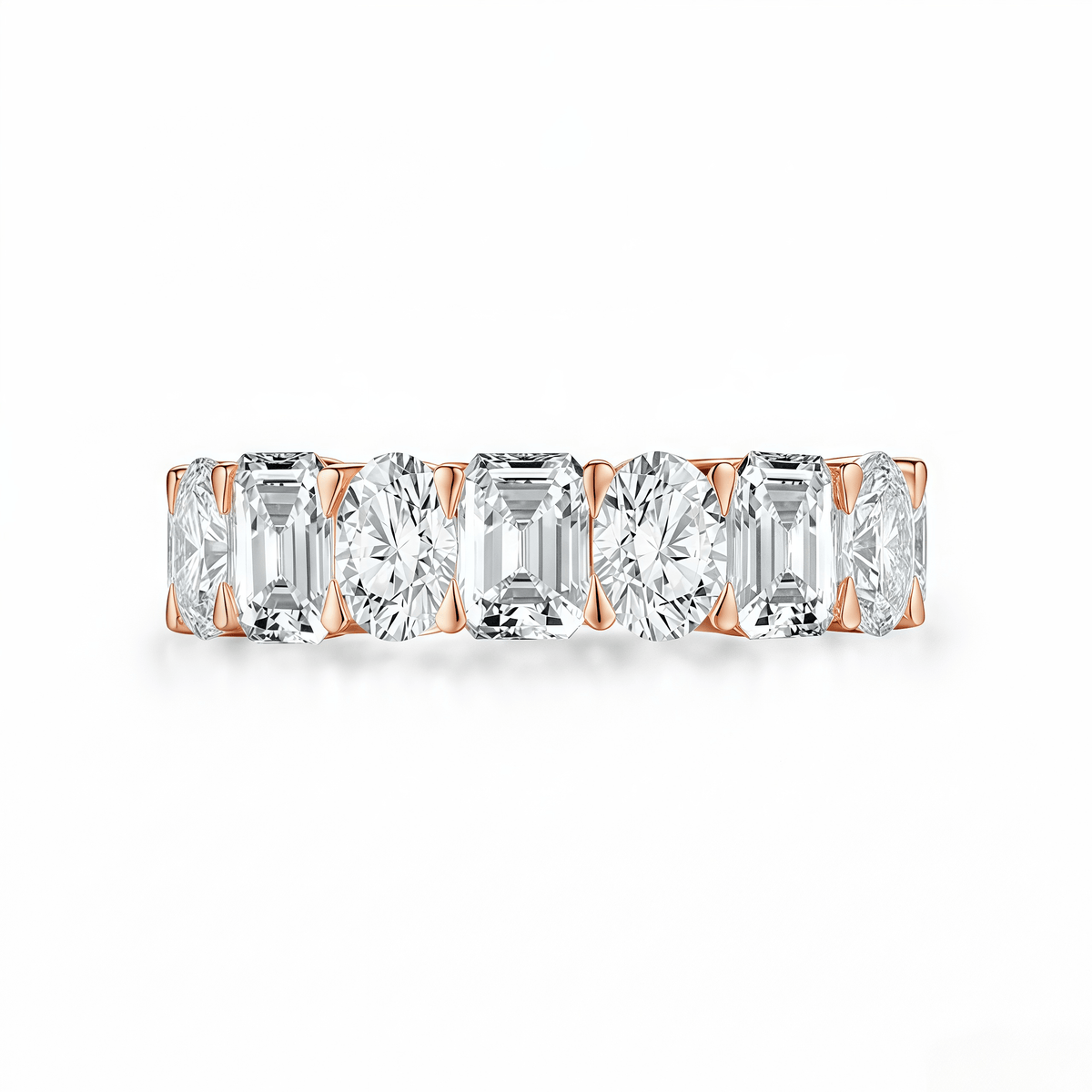 The Harmony - Oval and Emerald Cut Mixed Eternity Band - SparkLab Gems