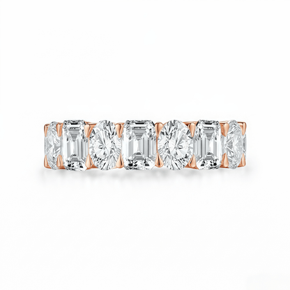 The Harmony - Oval and Emerald Cut Mixed Eternity Band - SparkLab Gems