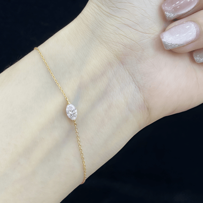 The Marquise Solitaire Chain Bracelet - SparkLab Gems
