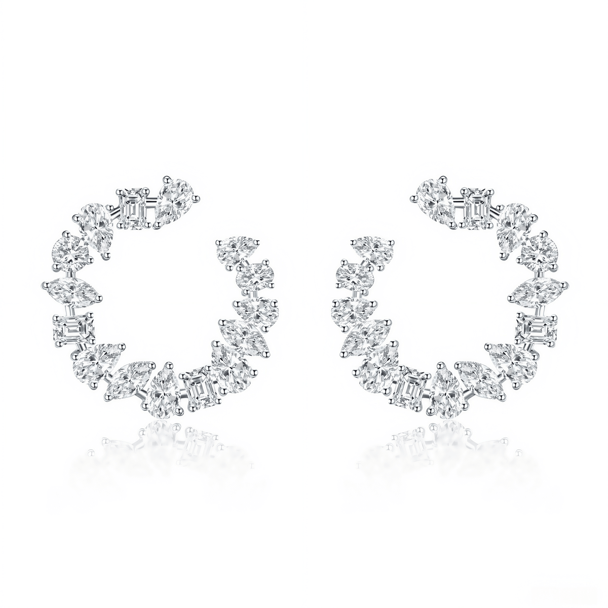 The Mixed - Shape Diamond Open Hoops - SparkLab Gems