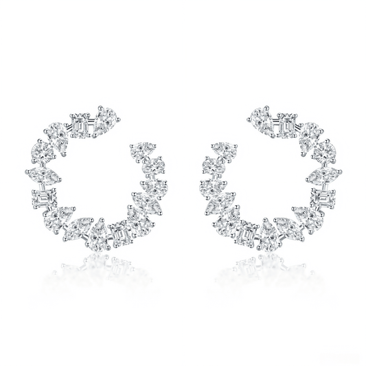 The Mixed - Shape Diamond Open Hoops - SparkLab Gems