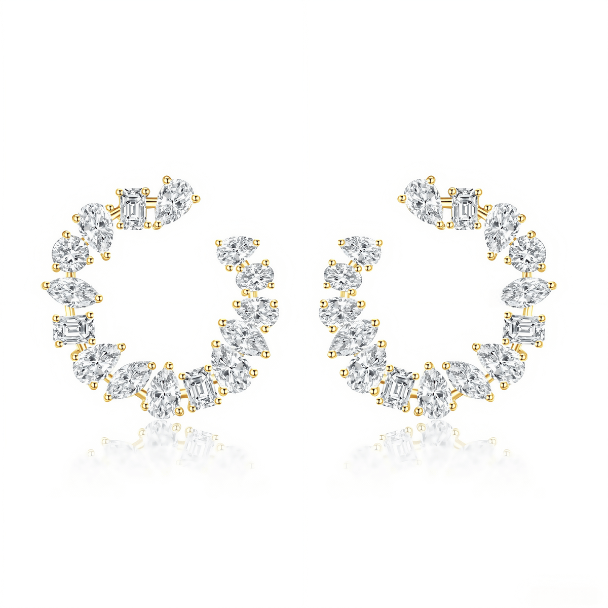 The Mixed - Shape Diamond Open Hoops - SparkLab Gems