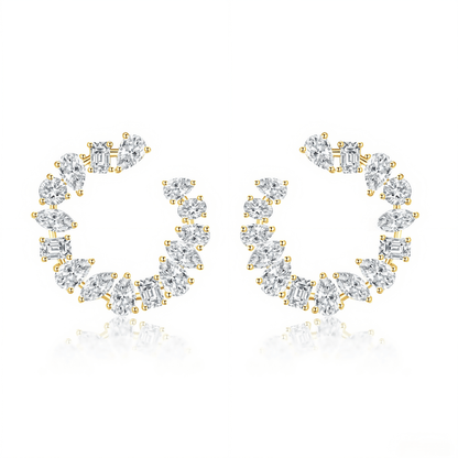 The Mixed - Shape Diamond Open Hoops - SparkLab Gems