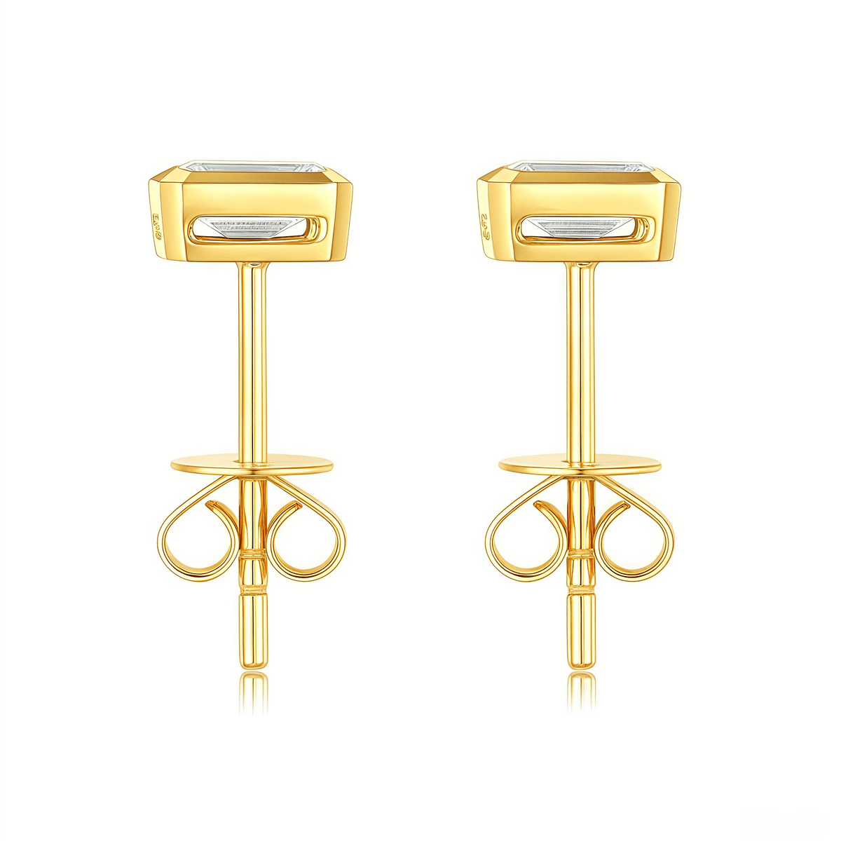 The Modern Bezel Emerald Studs - SparkLab Gems