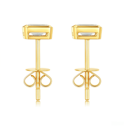 The Modern Bezel Emerald Studs - SparkLab Gems