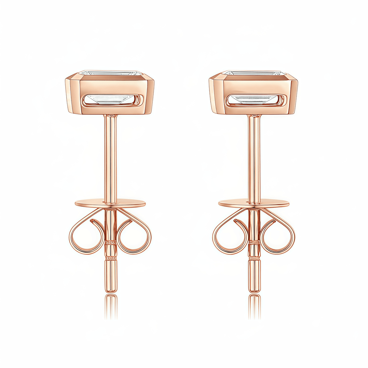 The Modern Bezel Emerald Studs - SparkLab Gems