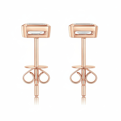 The Modern Bezel Emerald Studs - SparkLab Gems