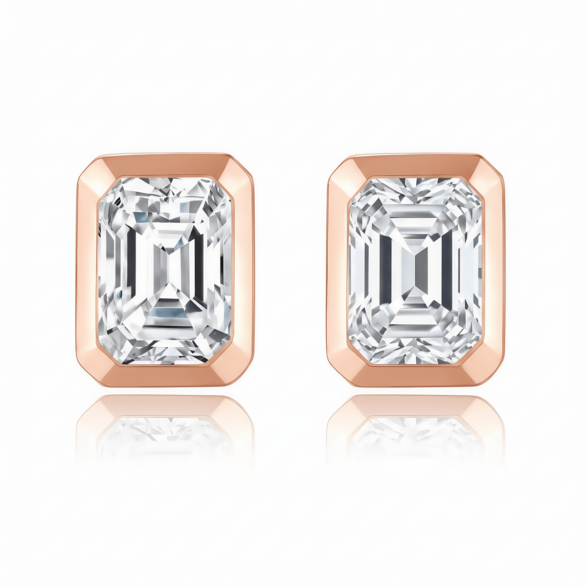 The Modern Bezel Emerald Studs - SparkLab Gems