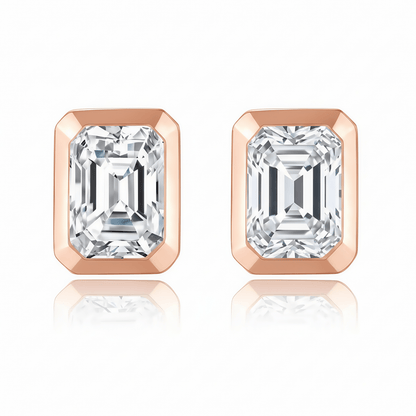 The Modern Bezel Emerald Studs - SparkLab Gems