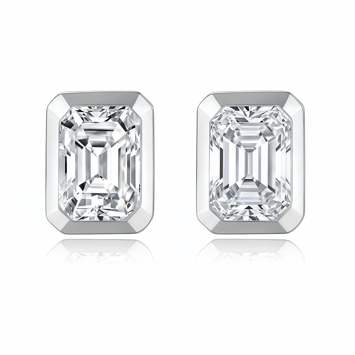 The Modern Bezel Emerald Studs - SparkLab Gems
