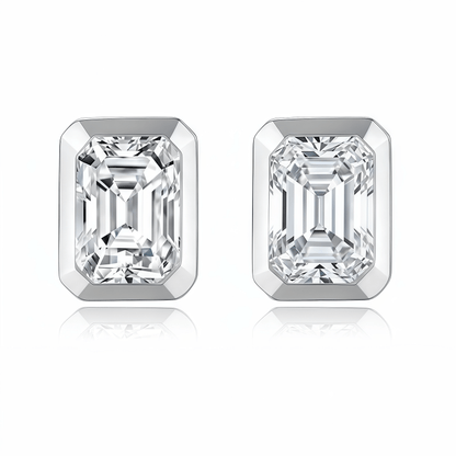 The Modern Bezel Emerald Studs - SparkLab Gems