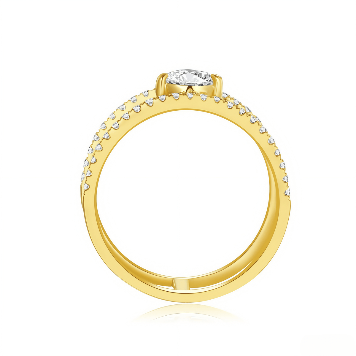 The Modern Double - Band Pear Ring - SparkLab Gems