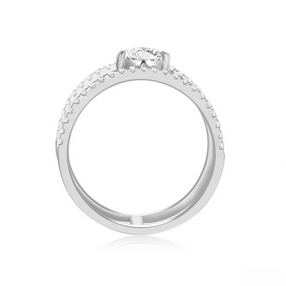 The Modern Double - Band Pear Ring - SparkLab Gems
