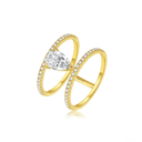 The Modern Double - Band Pear Ring - SparkLab Gems
