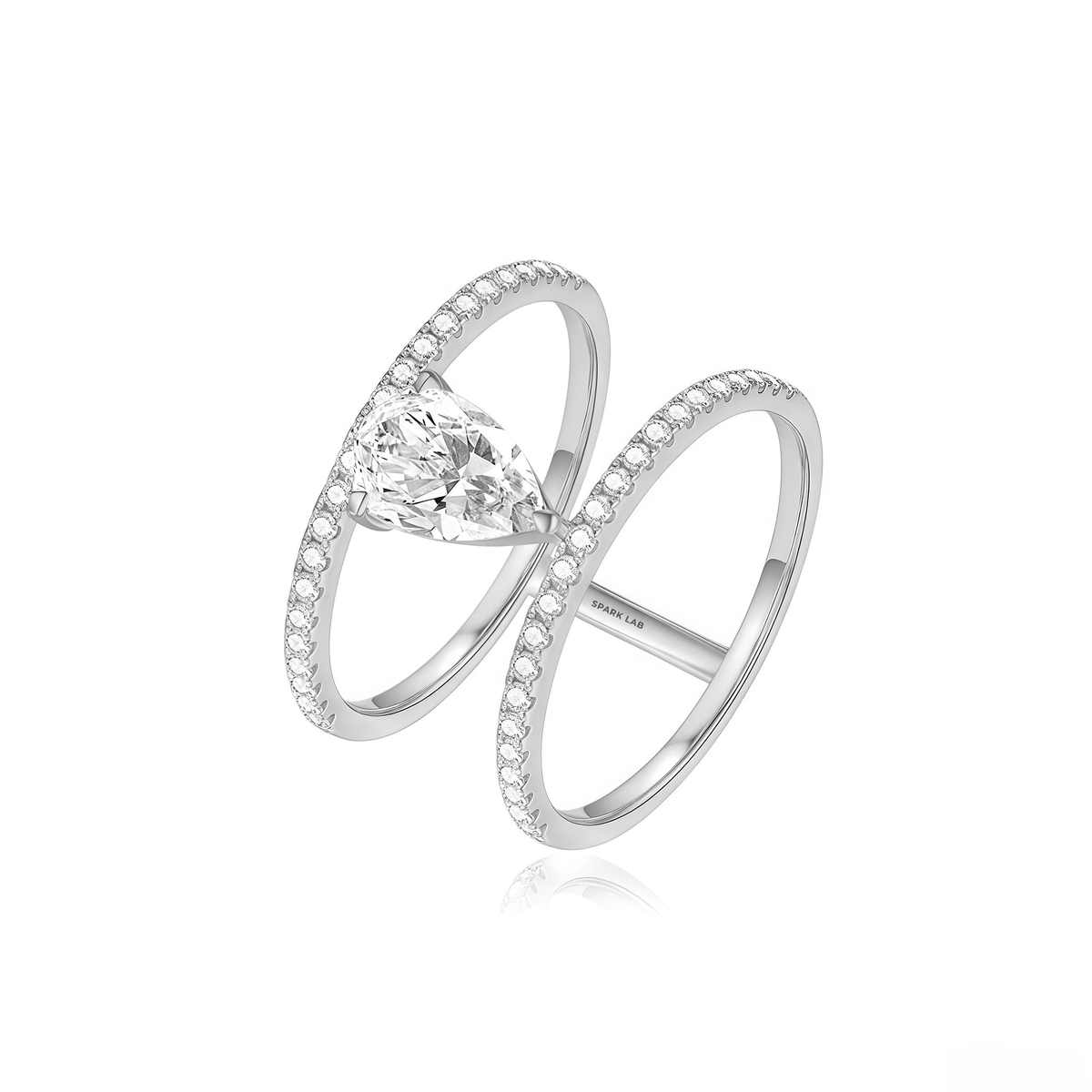 The Modern Double - Band Pear Ring - SparkLab Gems