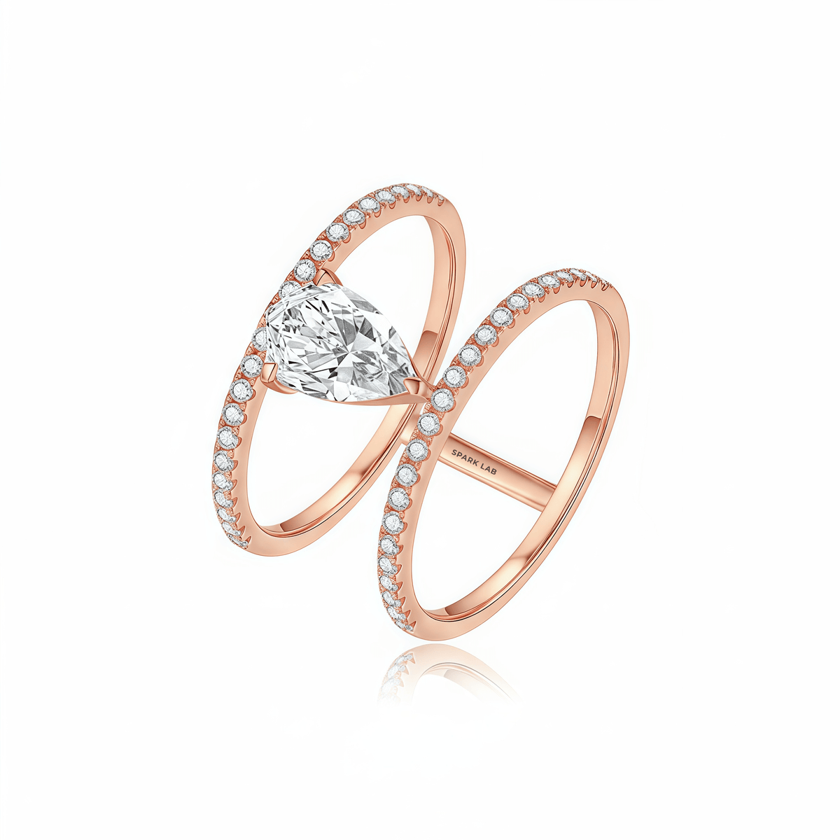 The Modern Double - Band Pear Ring - SparkLab Gems