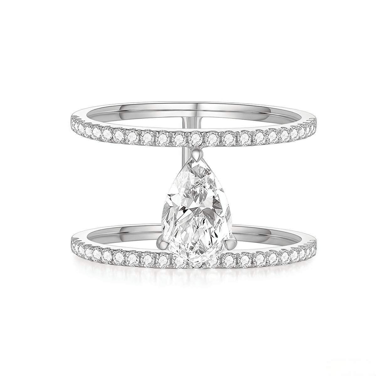 The Modern Double - Band Pear Ring - SparkLab Gems