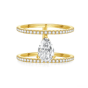 The Modern Double - Band Pear Ring - SparkLab Gems