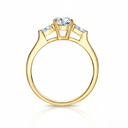 The Oval Three - Stone Baguette Ring - SparkLab Gems