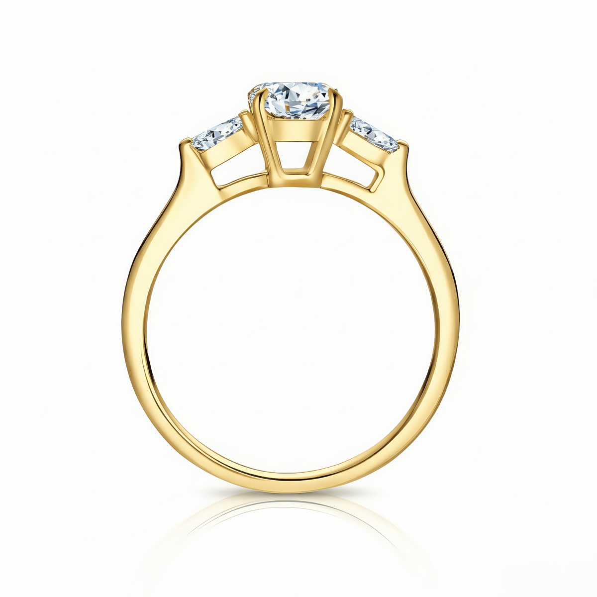 The Oval Three - Stone Baguette Ring - SparkLab Gems