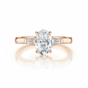 The Oval Three - Stone Baguette Ring - SparkLab Gems