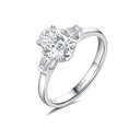 The Oval Three - Stone Baguette Ring - SparkLab Gems