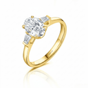 The Oval Three - Stone Baguette Ring - SparkLab Gems