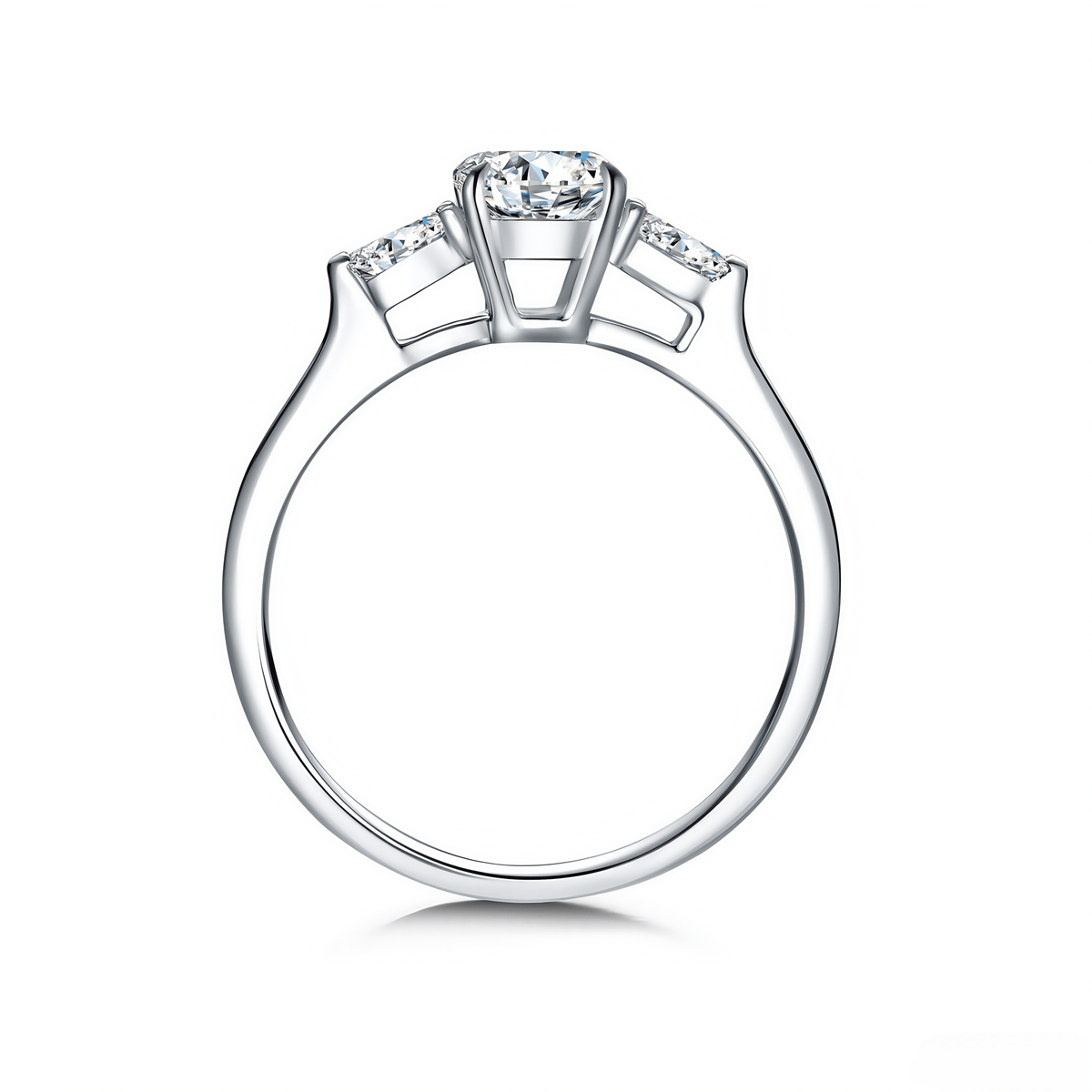 The Oval Three - Stone Baguette Ring - SparkLab Gems