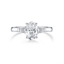 The Oval Three - Stone Baguette Ring - SparkLab Gems