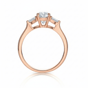 The Oval Three - Stone Baguette Ring - SparkLab Gems