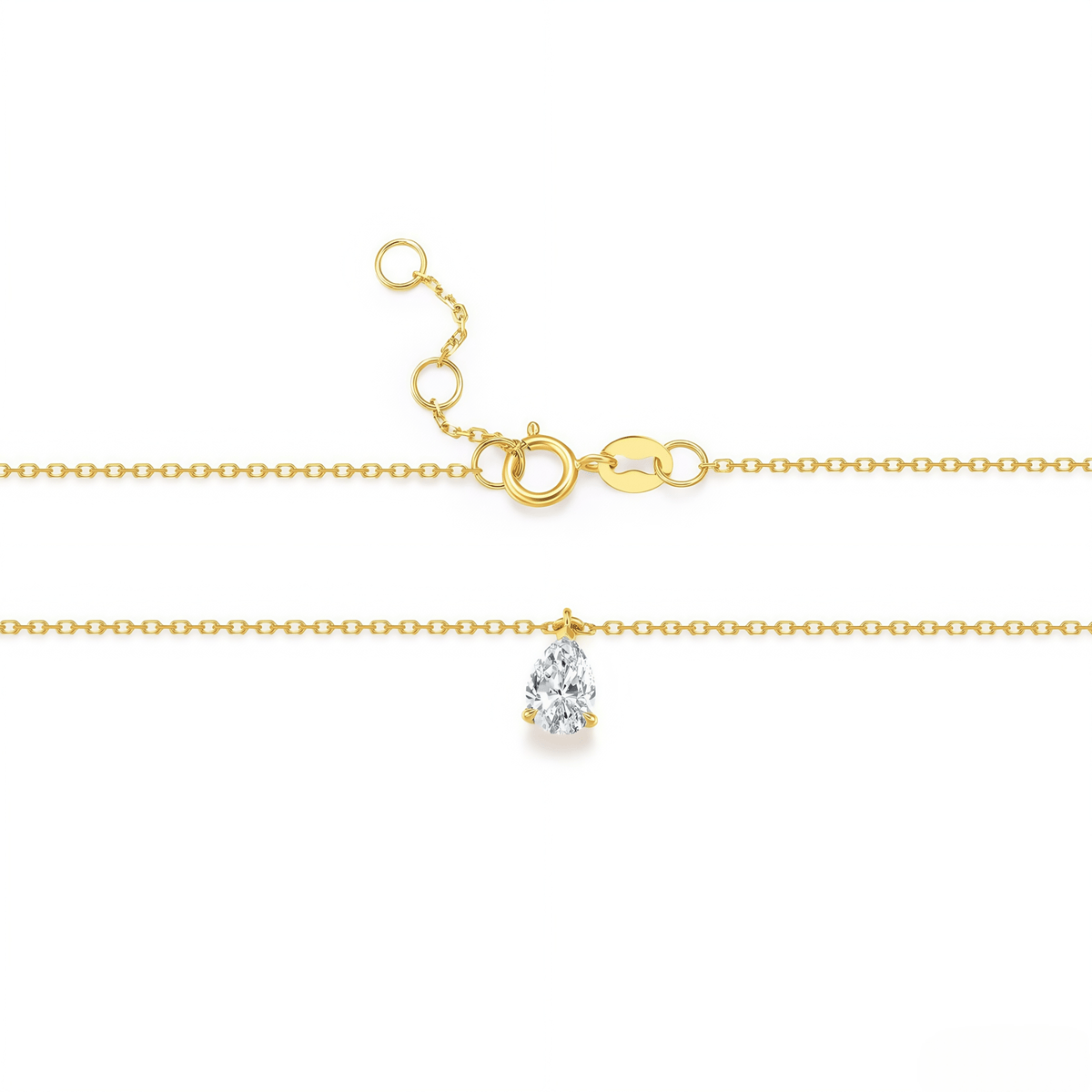The Pear Solitaire Chain Bracelet - SparkLab Gems