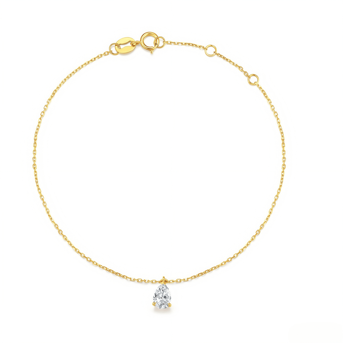 The Pear Solitaire Chain Bracelet - SparkLab Gems