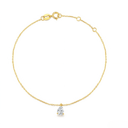 The Pear Solitaire Chain Bracelet - SparkLab Gems