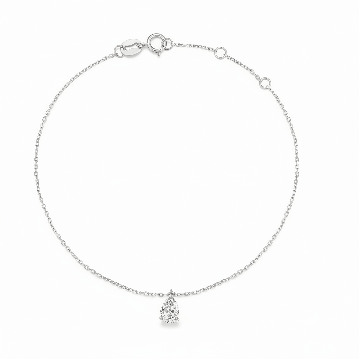 The Pear Solitaire Chain Bracelet - SparkLab Gems